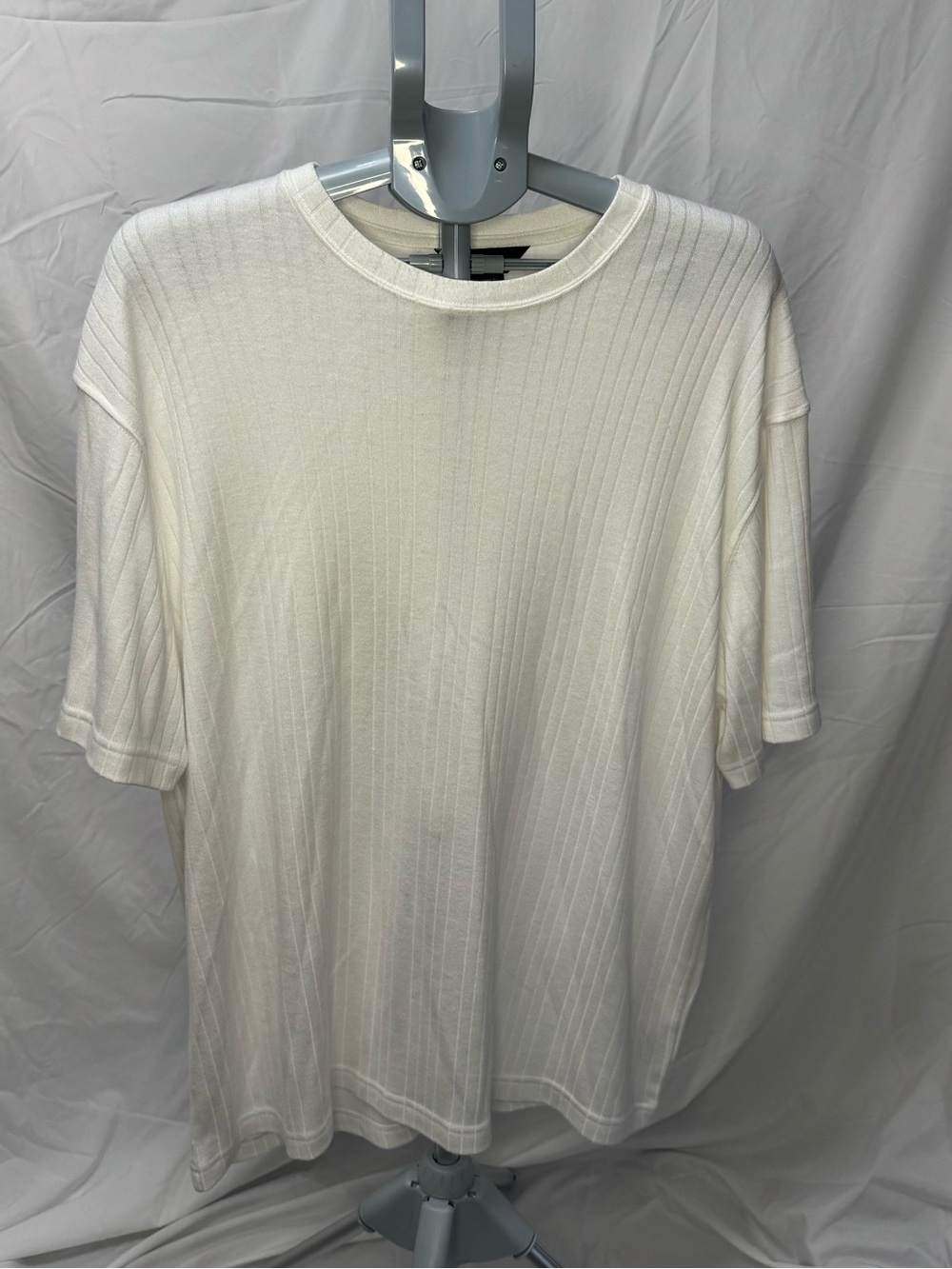 J. Ferrar Ivory Ribbed Short-Sleeve Crew Tee